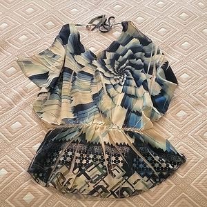 Green and beige top, Size S.